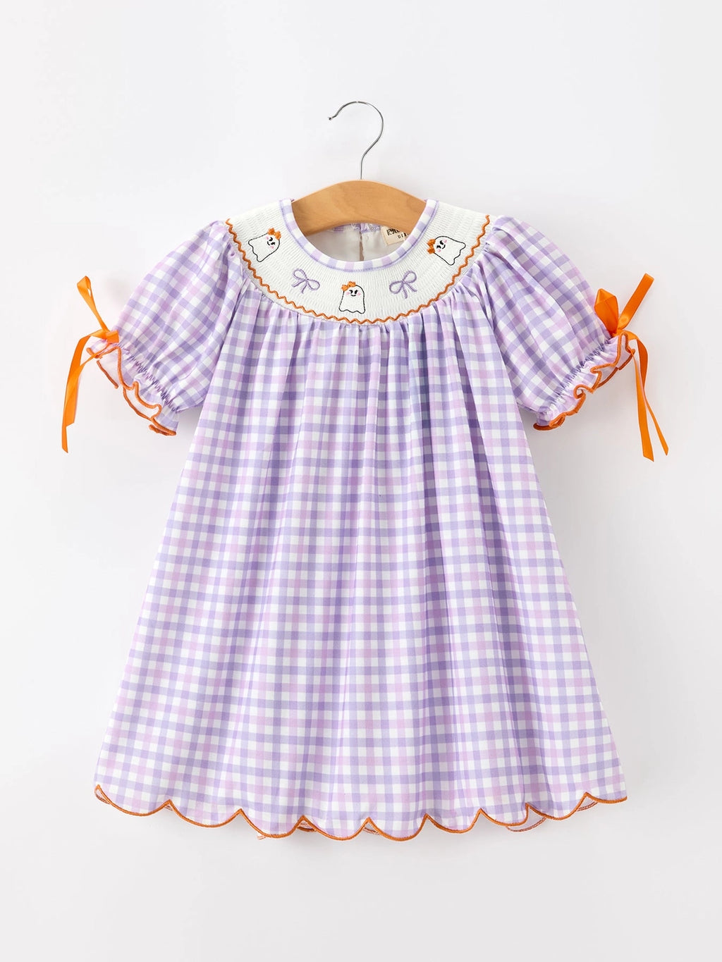 Halloween Ghost Plaid Scallop Dress