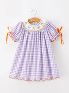 Halloween Ghost Plaid Scallop Dress