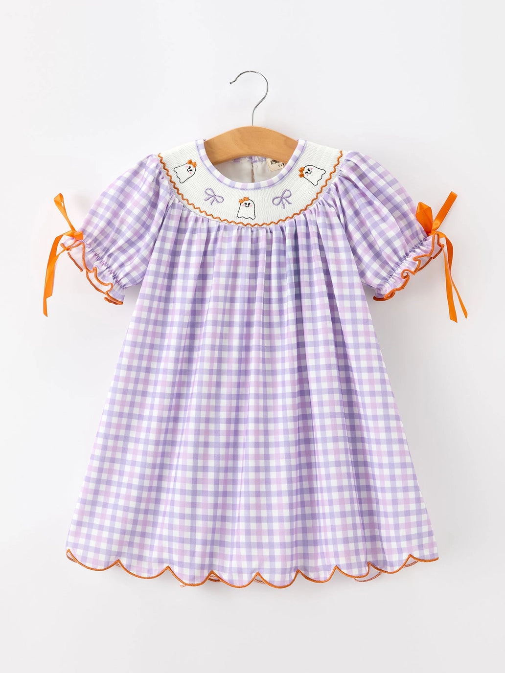 Halloween Ghost Plaid Scallop Dress