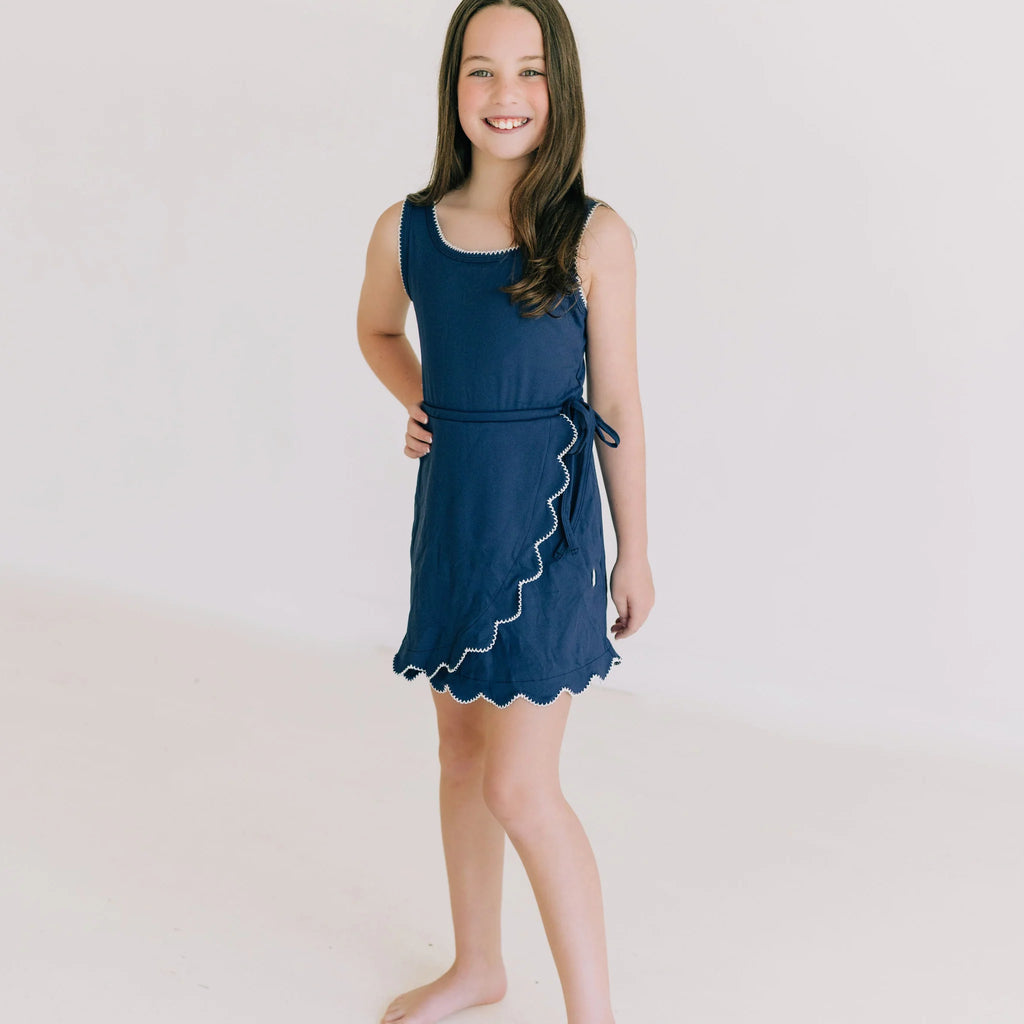 Navy Scalloped Dress