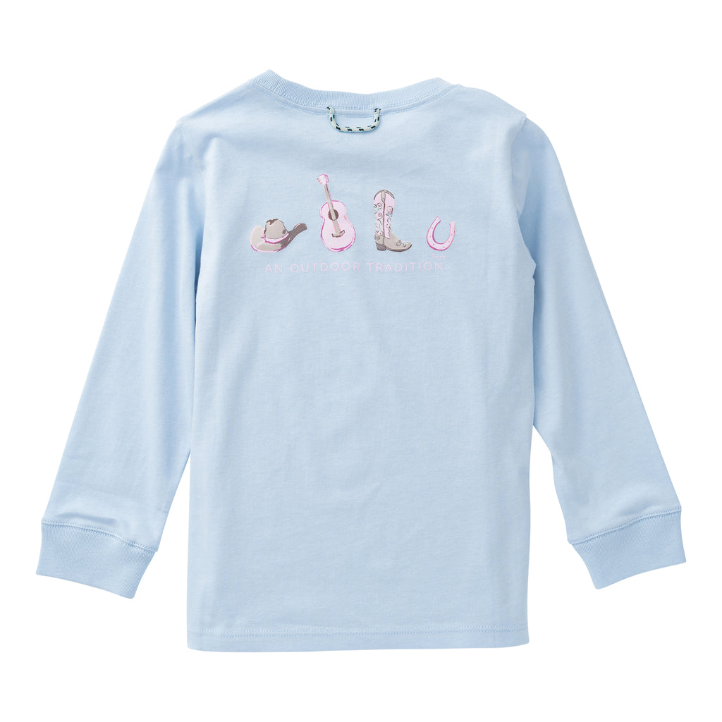 Long Sleeve Cotton T-shirt  Blue Cowgirl Icons