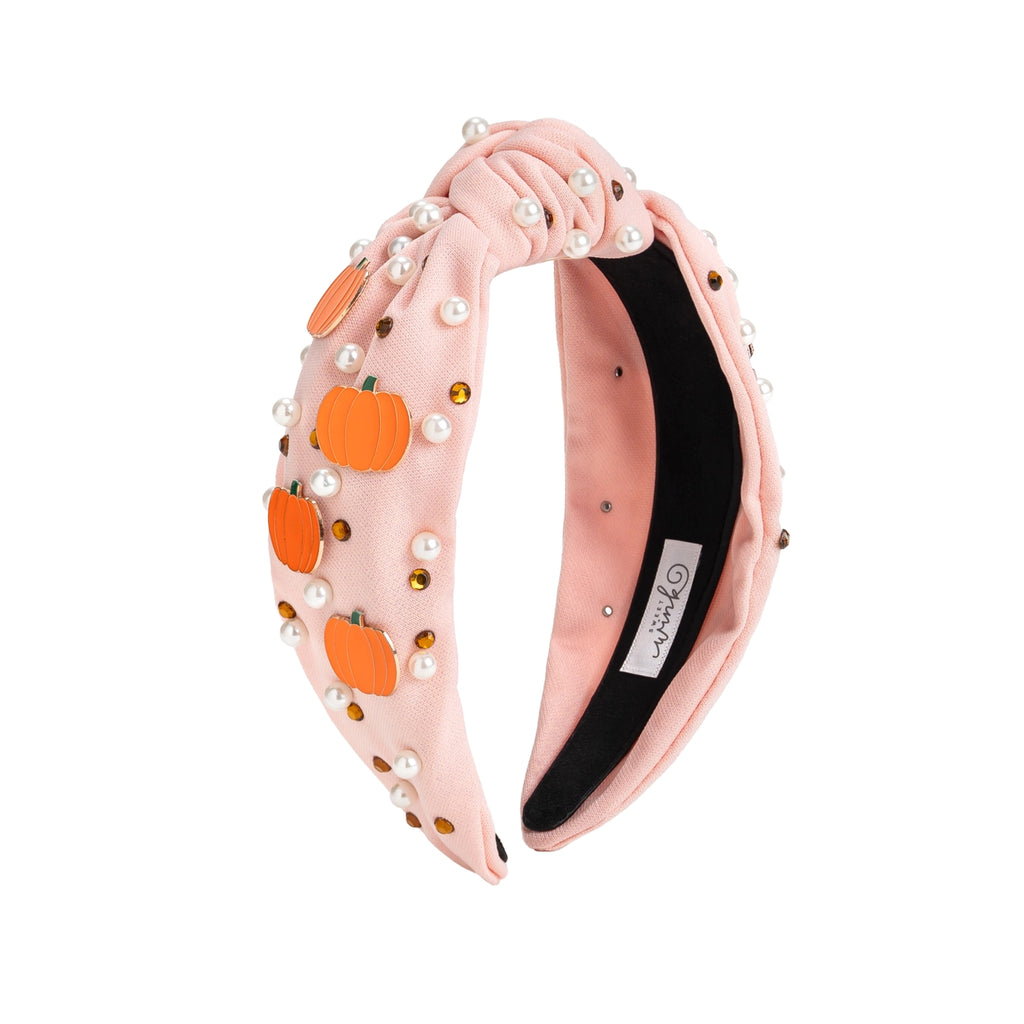 Girls Pumpkin Pearl Gemstone Headband